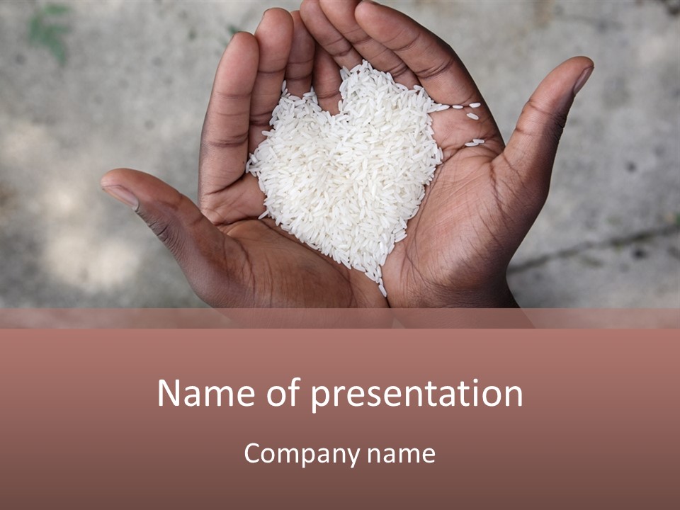 A Person Holding A Pile Of Rice In Their Hands PowerPoint Template