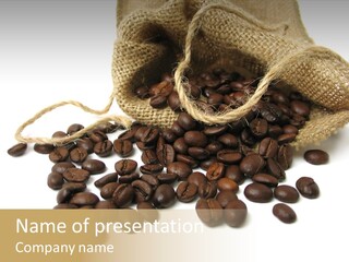 A Sack Of Coffee Beans On A White Surface PowerPoint Template