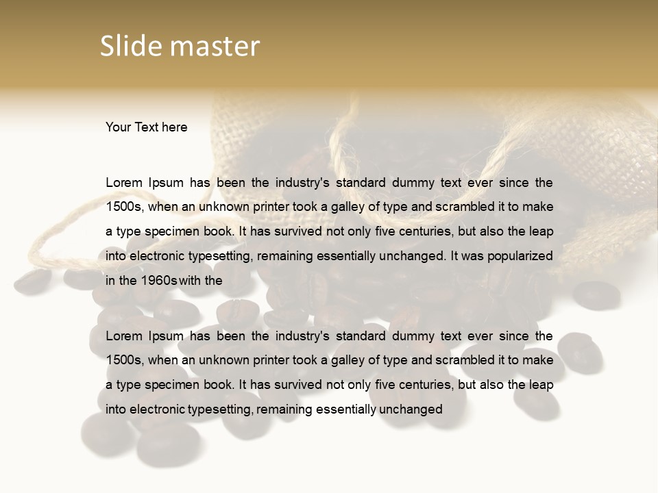 A Sack Of Coffee Beans On A White Surface PowerPoint Template