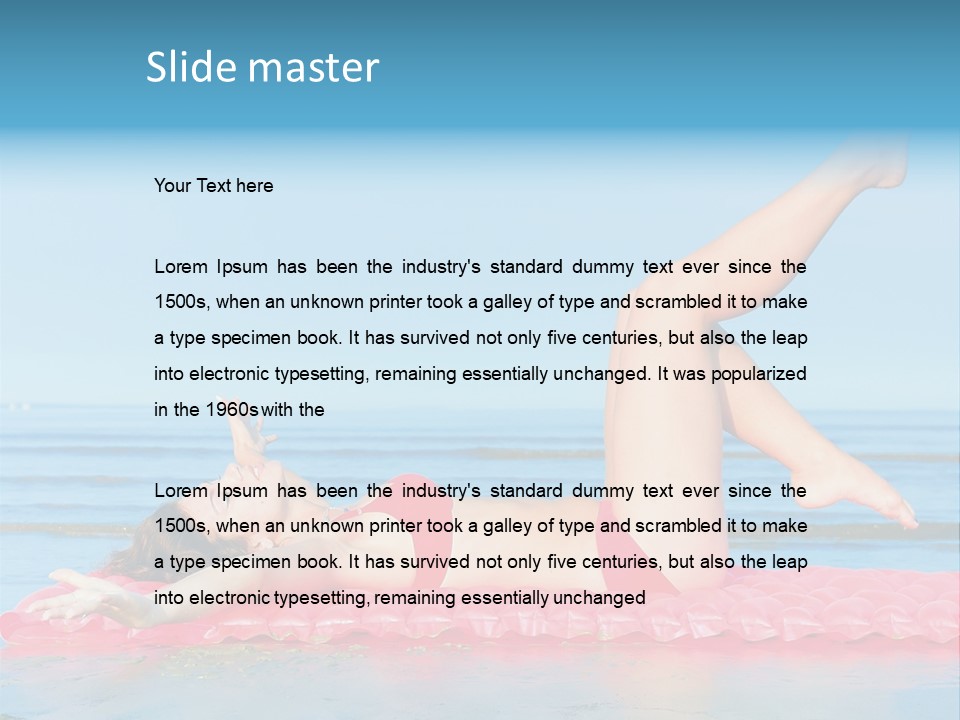 A Woman In A Red Bikini Laying On The Beach PowerPoint Template