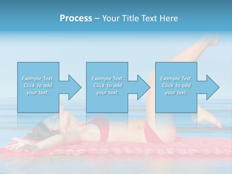 A Woman In A Red Bikini Laying On The Beach PowerPoint Template