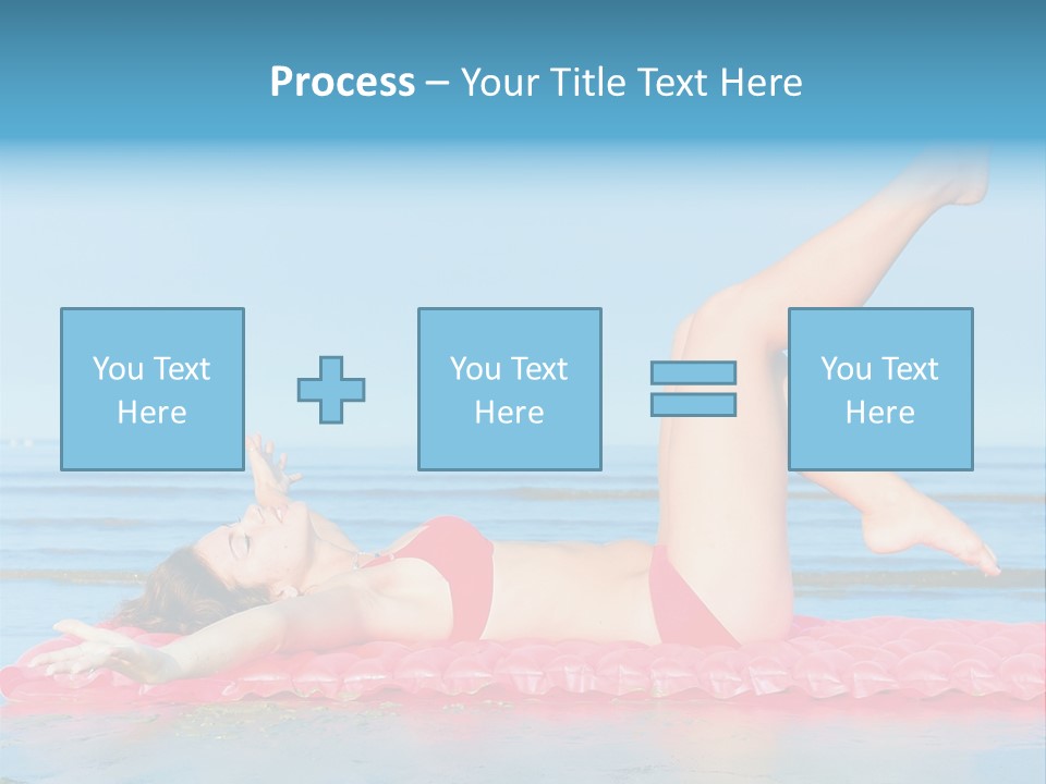 A Woman In A Red Bikini Laying On The Beach PowerPoint Template