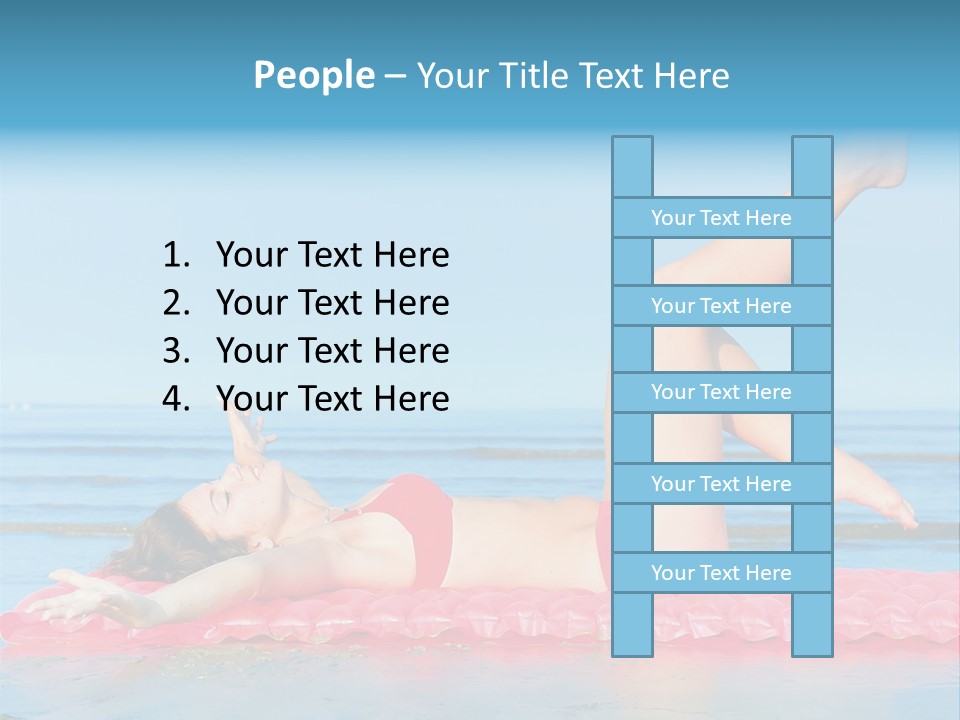 A Woman In A Red Bikini Laying On The Beach PowerPoint Template