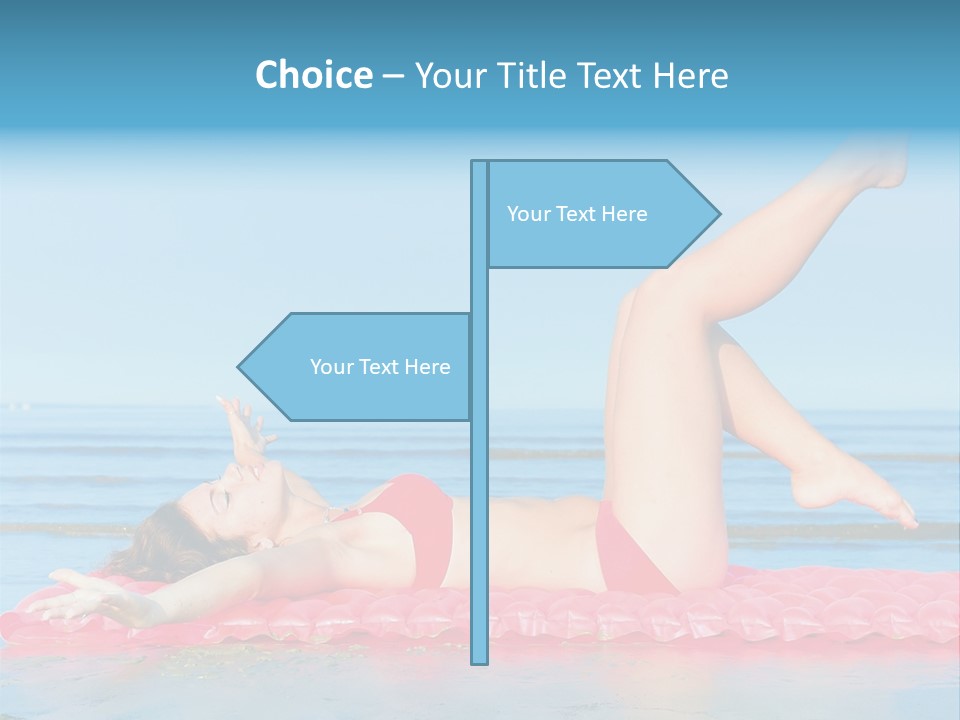 A Woman In A Red Bikini Laying On The Beach PowerPoint Template