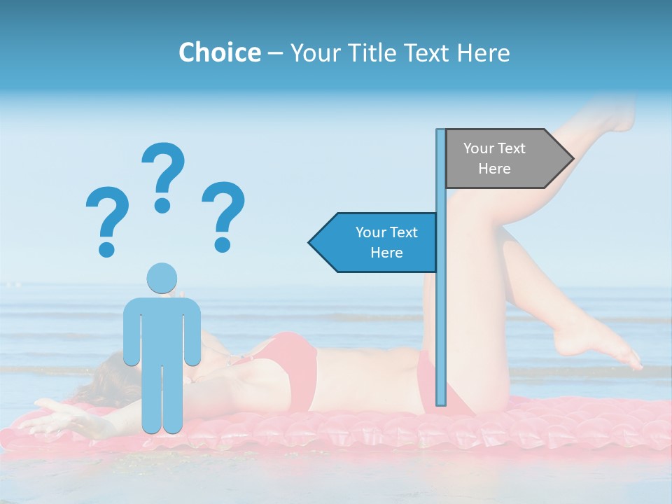 A Woman In A Red Bikini Laying On The Beach PowerPoint Template