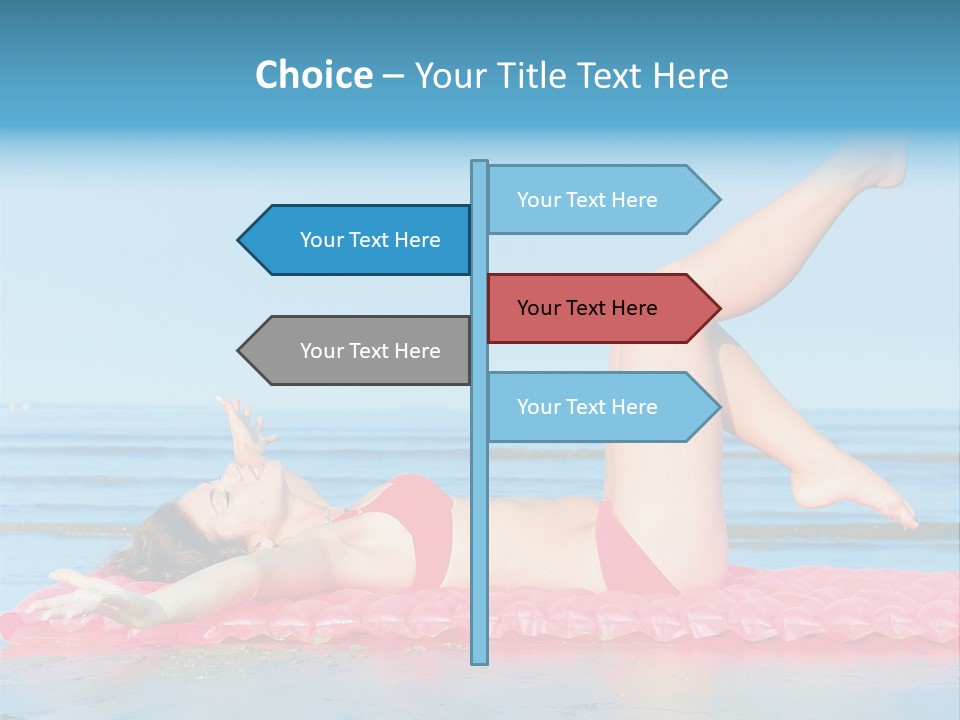 A Woman In A Red Bikini Laying On The Beach PowerPoint Template