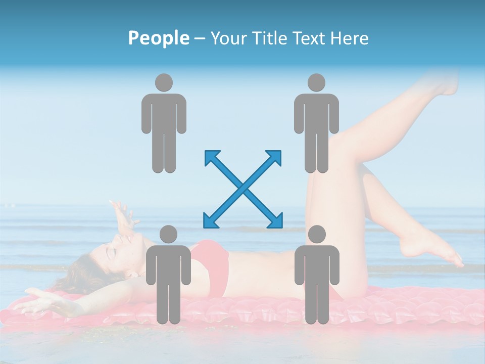 A Woman In A Red Bikini Laying On The Beach PowerPoint Template