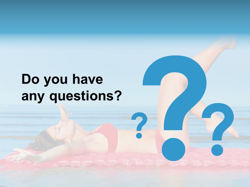 A Woman In A Red Bikini Laying On The Beach PowerPoint Template