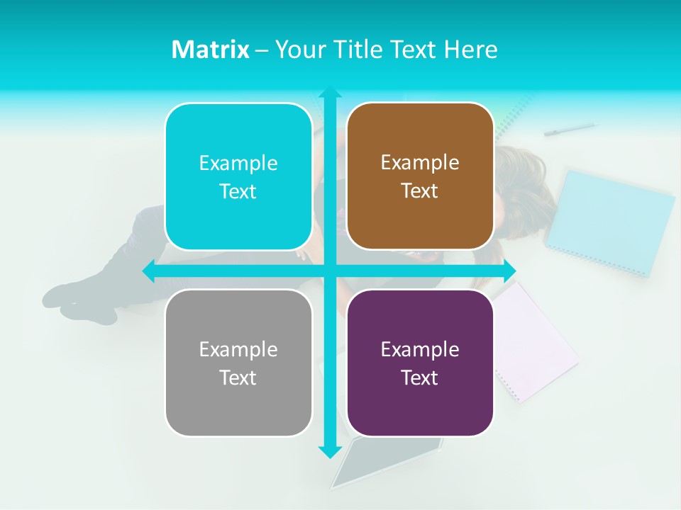 A Woman Laying On The Floor Surrounded By Notebooks PowerPoint Template