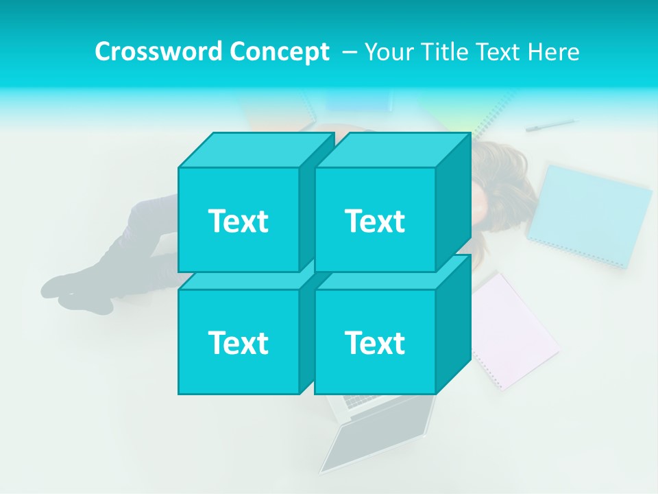 A Woman Laying On The Floor Surrounded By Notebooks PowerPoint Template