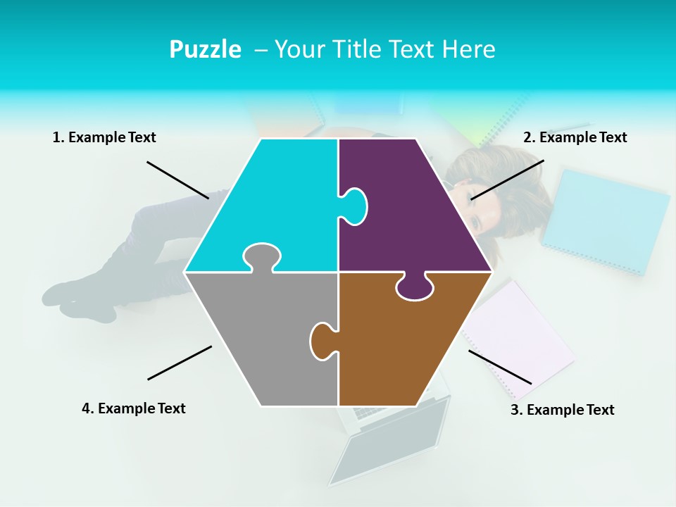 A Woman Laying On The Floor Surrounded By Notebooks PowerPoint Template