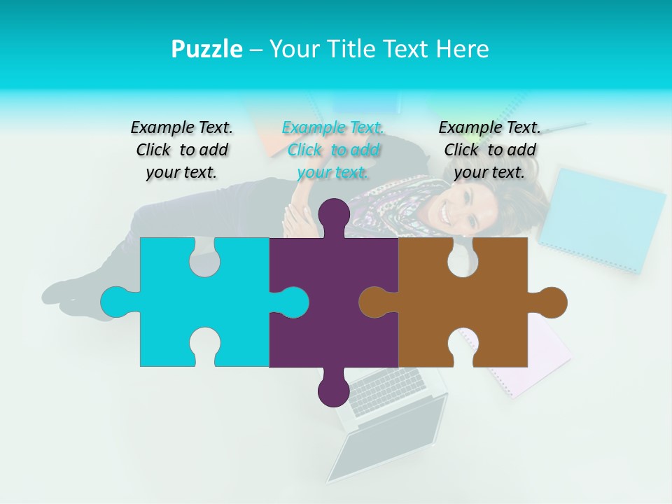 A Woman Laying On The Floor Surrounded By Notebooks PowerPoint Template