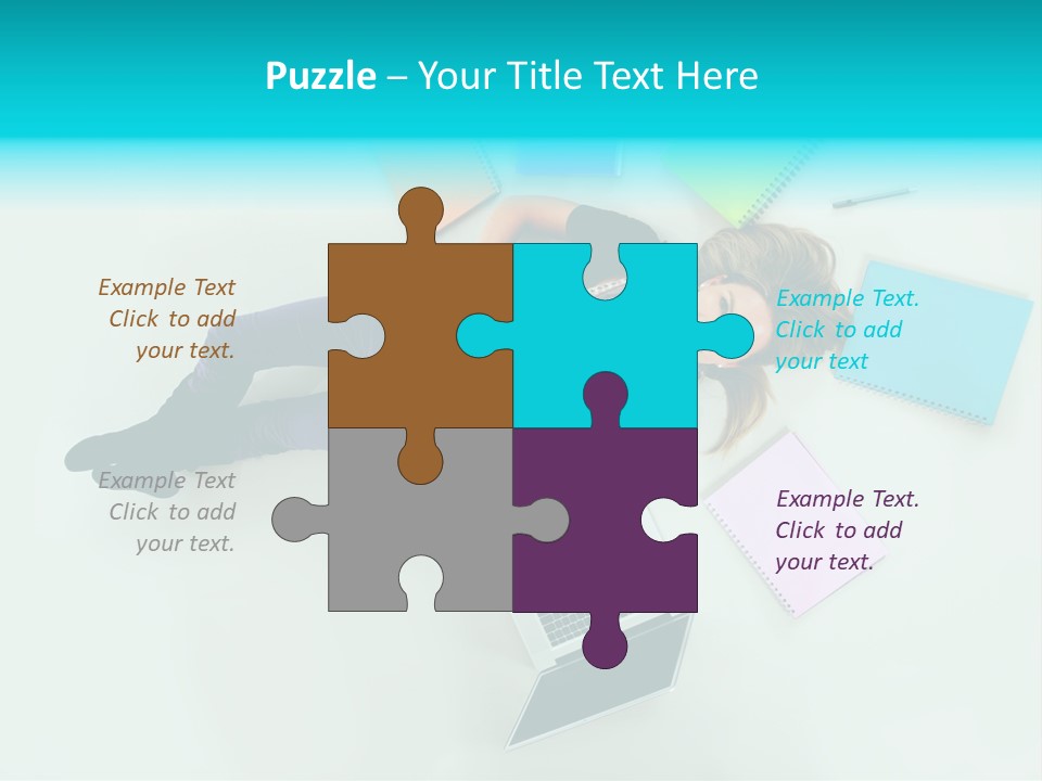 A Woman Laying On The Floor Surrounded By Notebooks PowerPoint Template