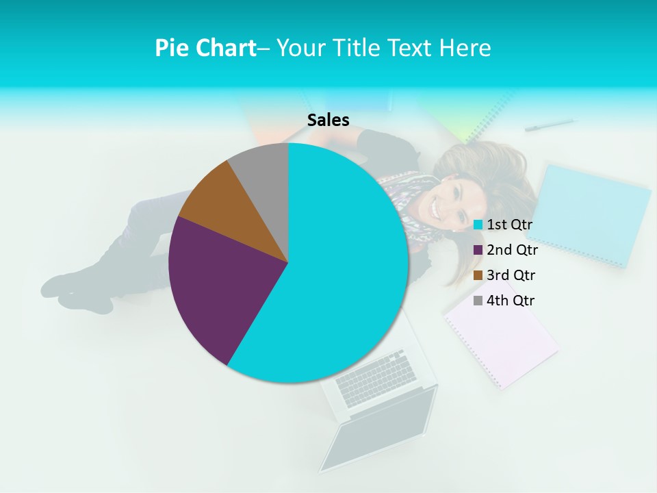 A Woman Laying On The Floor Surrounded By Notebooks PowerPoint Template
