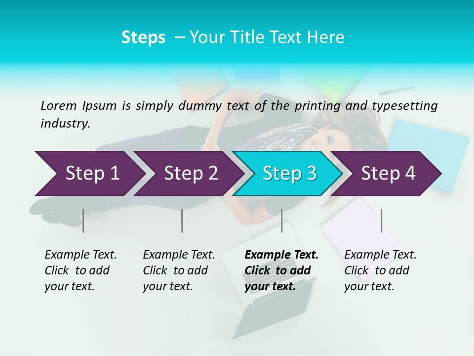 A Woman Laying On The Floor Surrounded By Notebooks PowerPoint Template