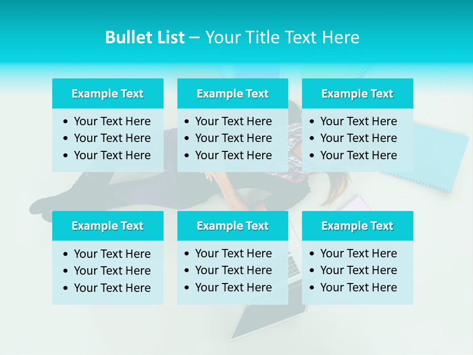 A Woman Laying On The Floor Surrounded By Notebooks PowerPoint Template