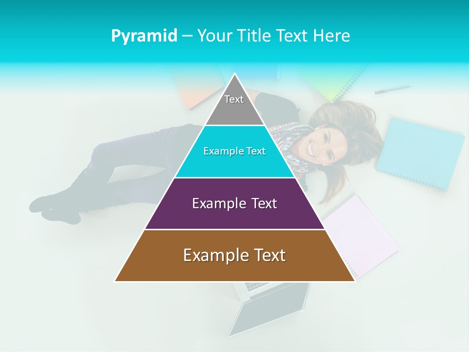 A Woman Laying On The Floor Surrounded By Notebooks PowerPoint Template