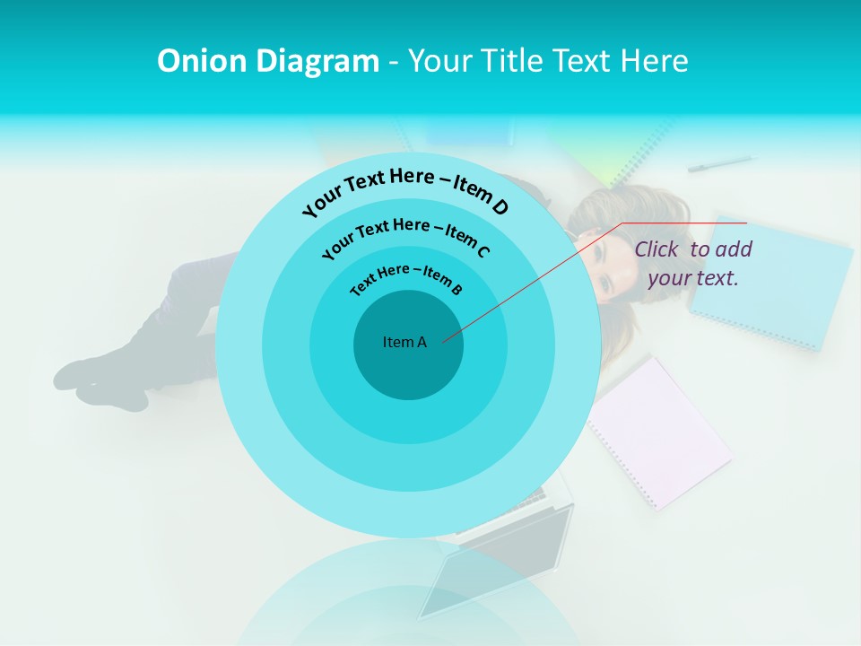 A Woman Laying On The Floor Surrounded By Notebooks PowerPoint Template