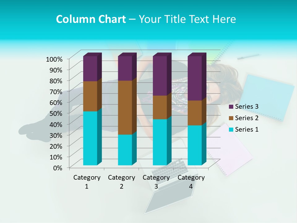A Woman Laying On The Floor Surrounded By Notebooks PowerPoint Template