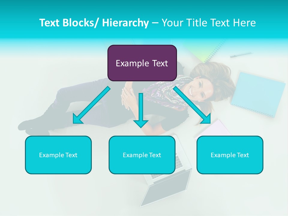 A Woman Laying On The Floor Surrounded By Notebooks PowerPoint Template