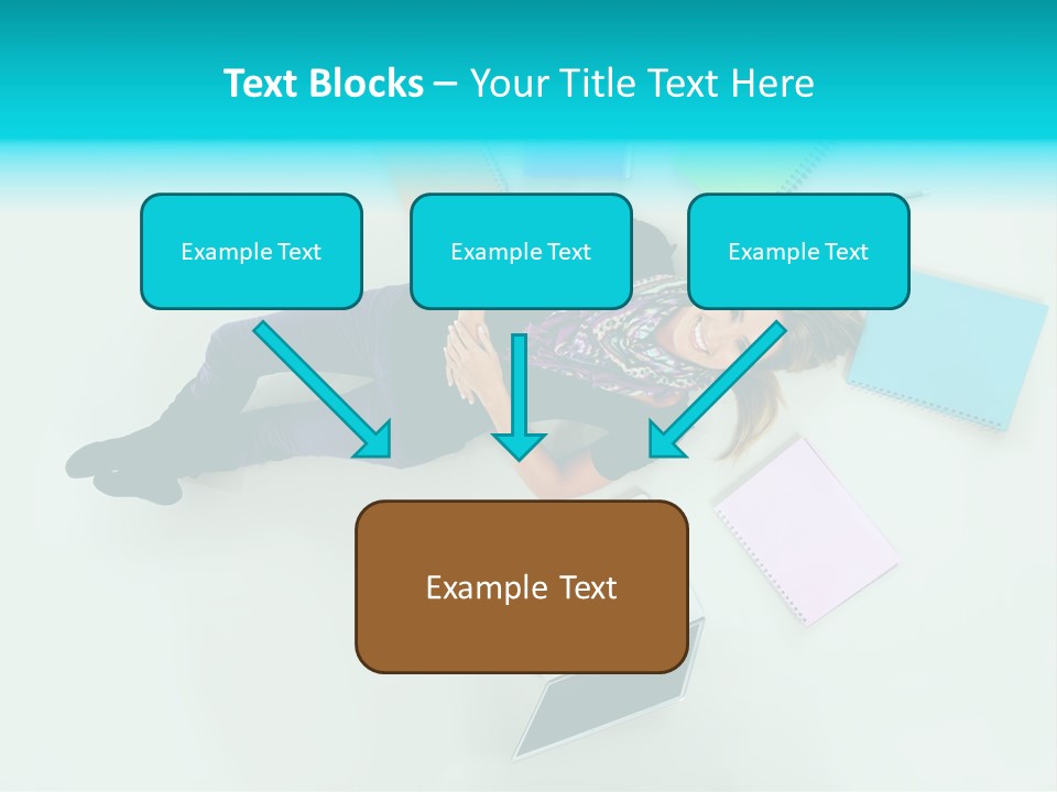 A Woman Laying On The Floor Surrounded By Notebooks PowerPoint Template