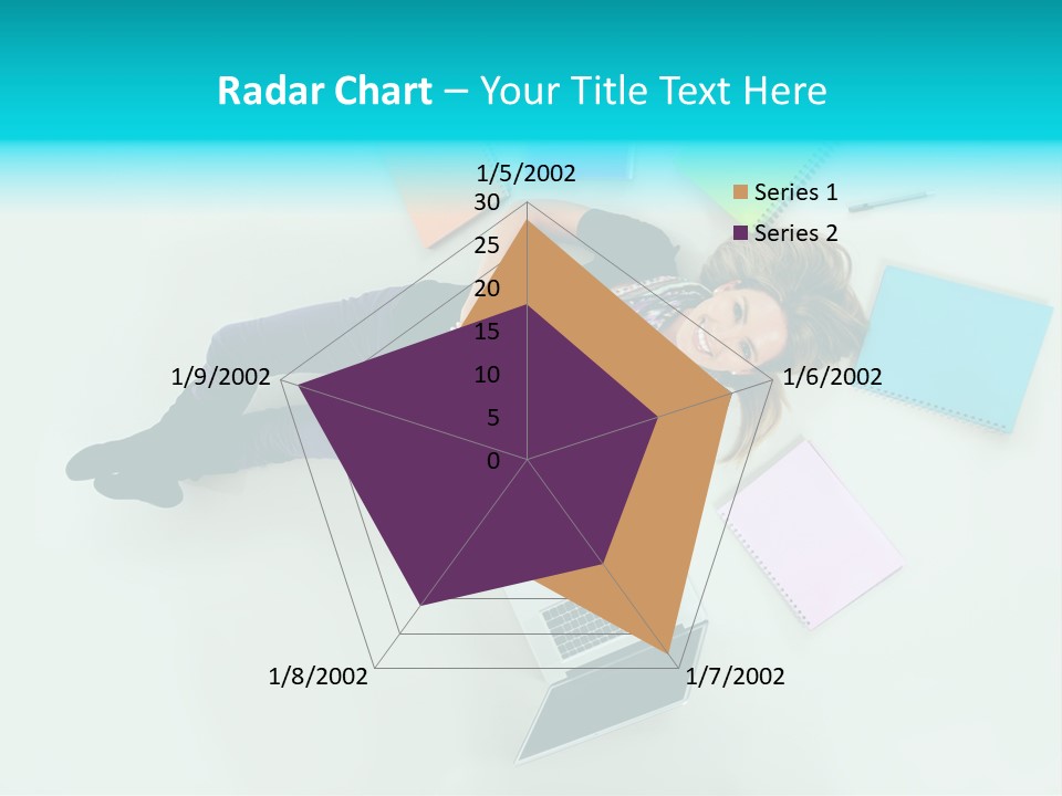 A Woman Laying On The Floor Surrounded By Notebooks PowerPoint Template