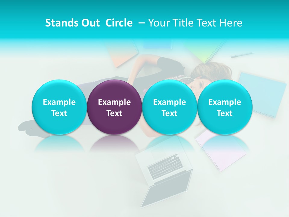 A Woman Laying On The Floor Surrounded By Notebooks PowerPoint Template