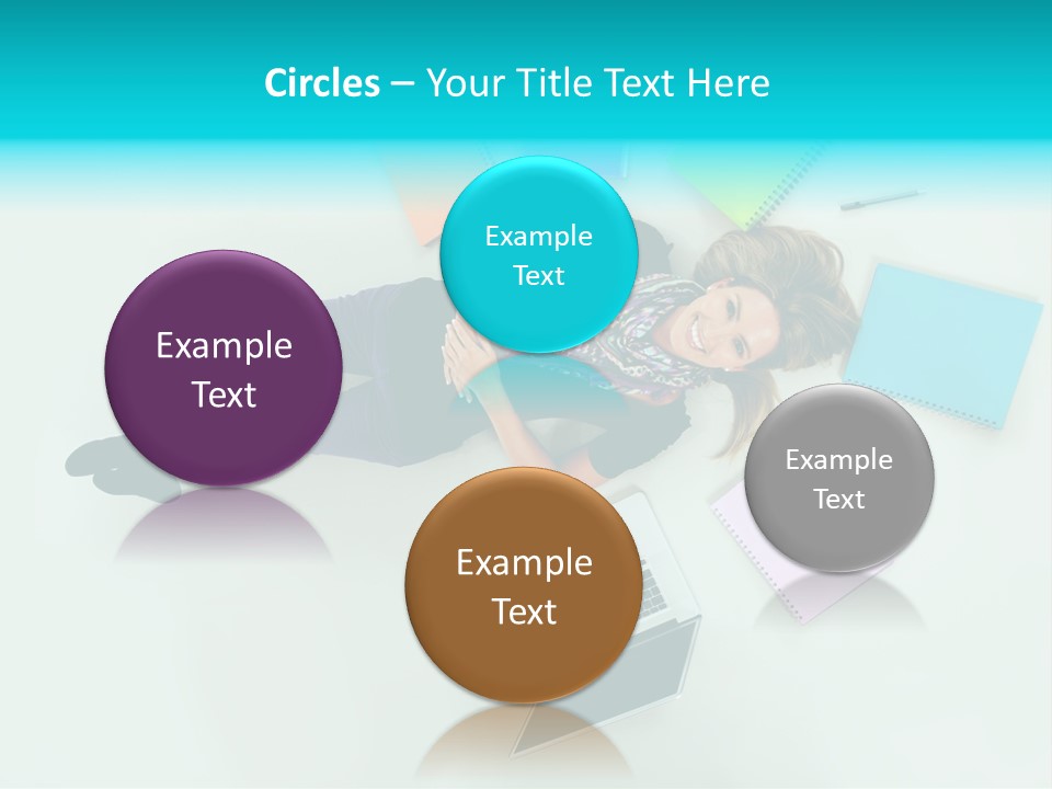 A Woman Laying On The Floor Surrounded By Notebooks PowerPoint Template