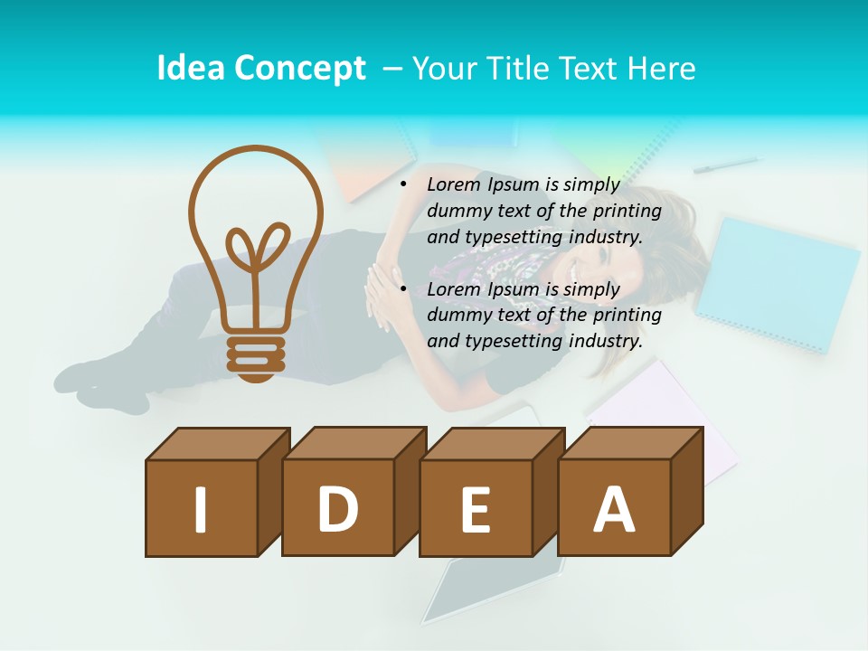 A Woman Laying On The Floor Surrounded By Notebooks PowerPoint Template