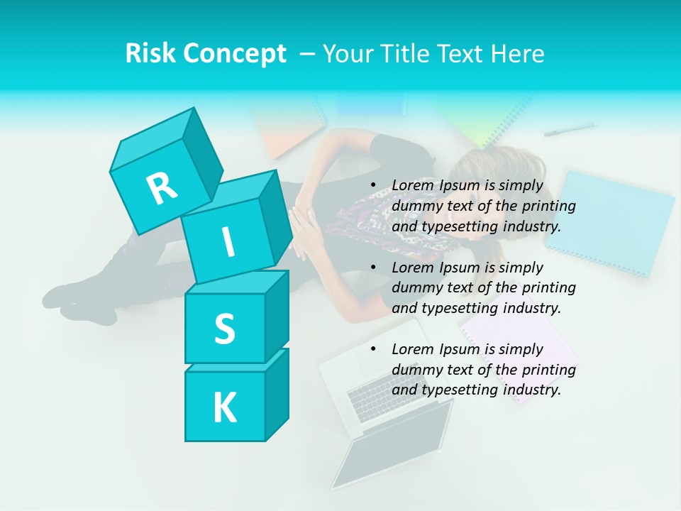 A Woman Laying On The Floor Surrounded By Notebooks PowerPoint Template