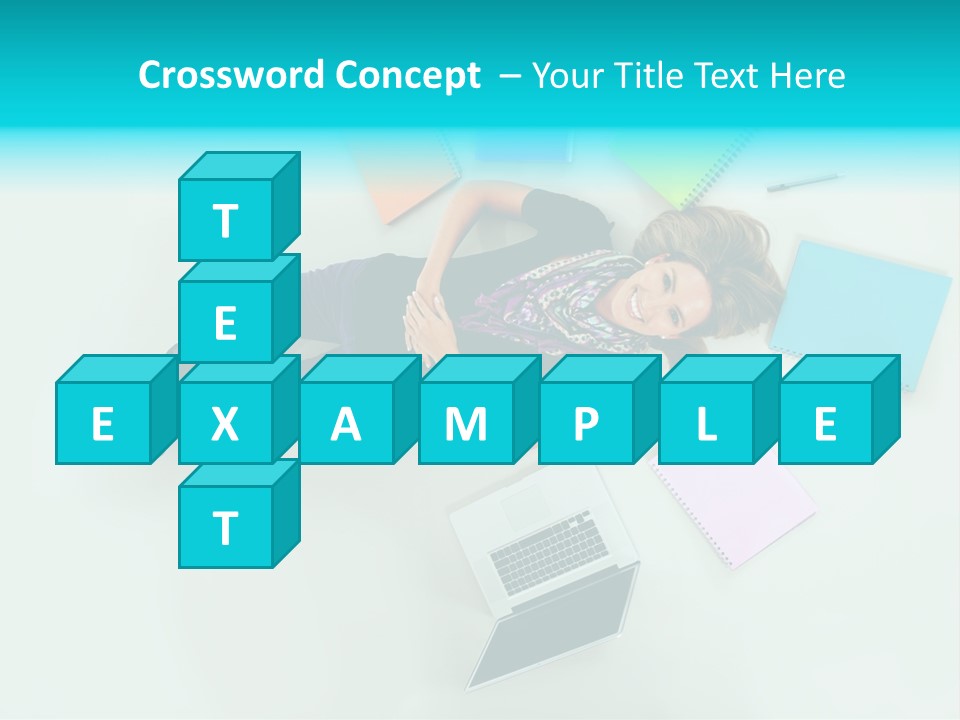 A Woman Laying On The Floor Surrounded By Notebooks PowerPoint Template