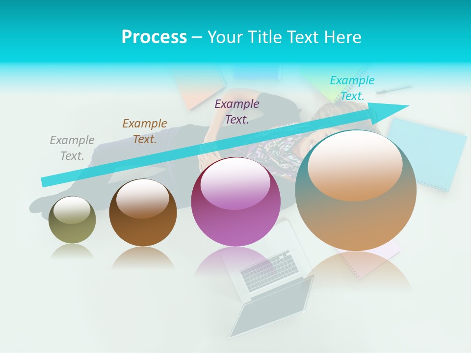A Woman Laying On The Floor Surrounded By Notebooks PowerPoint Template