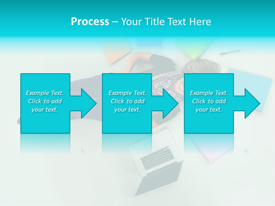A Woman Laying On The Floor Surrounded By Notebooks PowerPoint Template