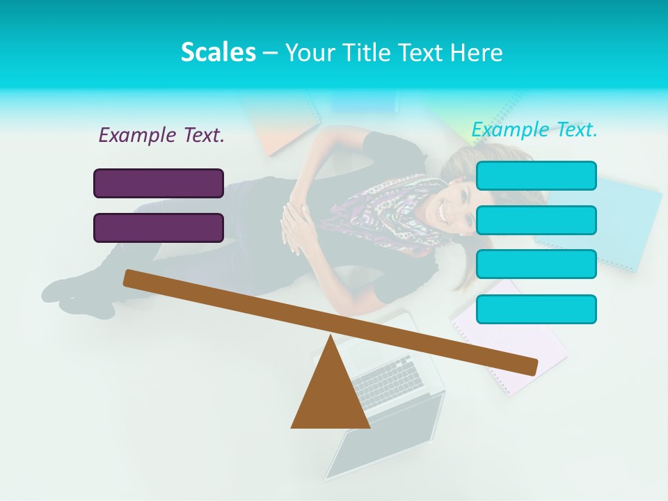 A Woman Laying On The Floor Surrounded By Notebooks PowerPoint Template