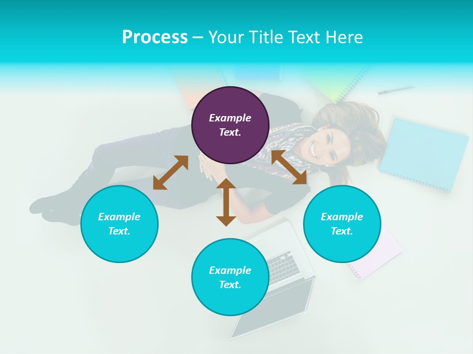 A Woman Laying On The Floor Surrounded By Notebooks PowerPoint Template