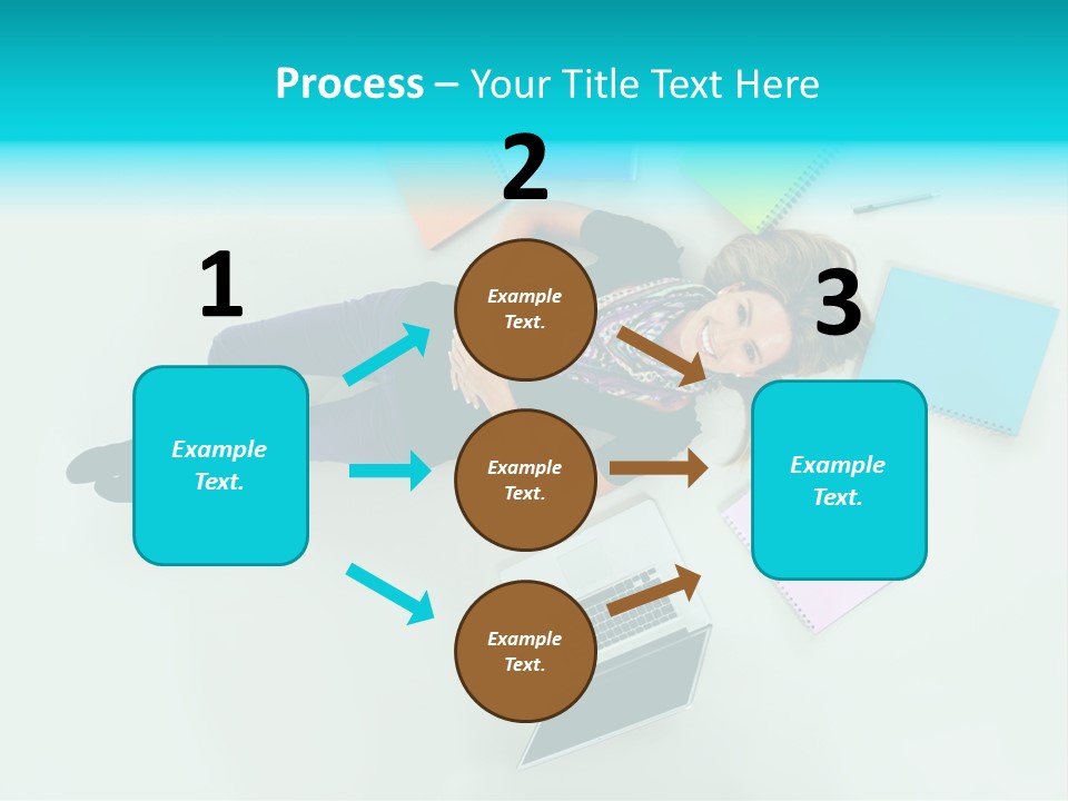 A Woman Laying On The Floor Surrounded By Notebooks PowerPoint Template
