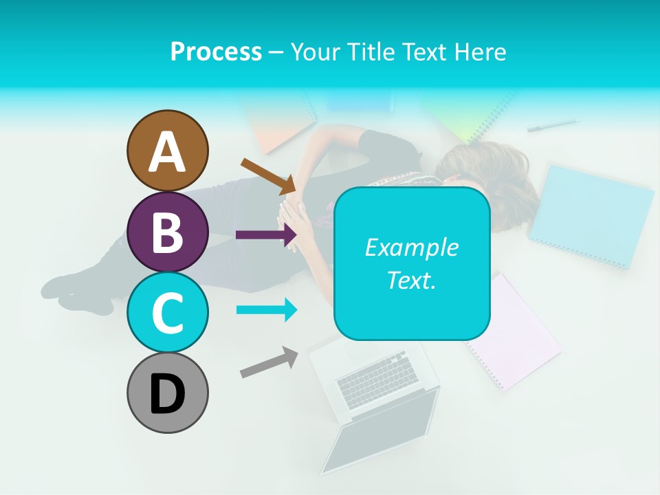 A Woman Laying On The Floor Surrounded By Notebooks PowerPoint Template