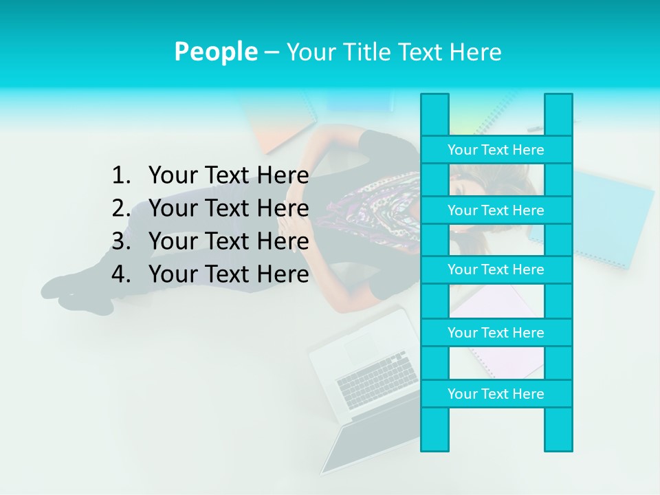 A Woman Laying On The Floor Surrounded By Notebooks PowerPoint Template