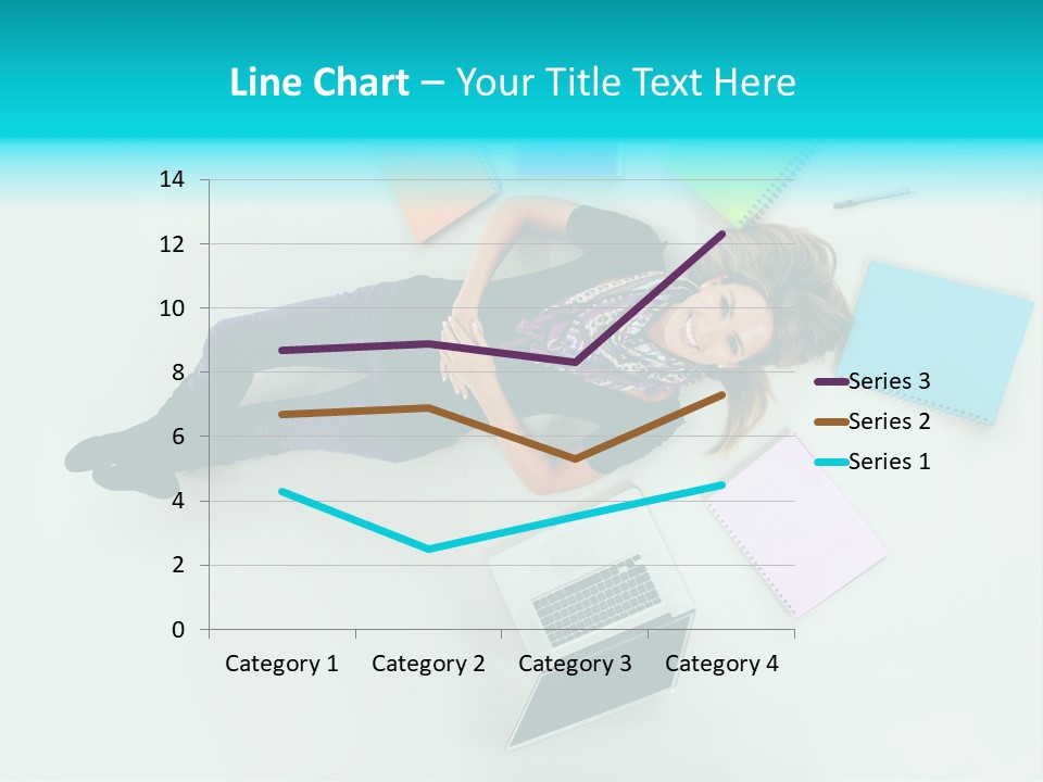 A Woman Laying On The Floor Surrounded By Notebooks PowerPoint Template