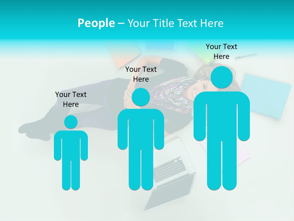 A Woman Laying On The Floor Surrounded By Notebooks PowerPoint Template