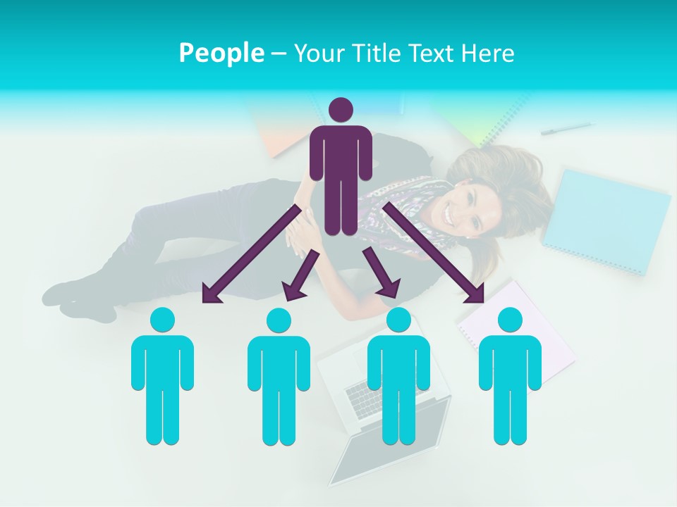 A Woman Laying On The Floor Surrounded By Notebooks PowerPoint Template