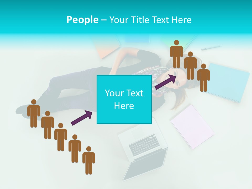 A Woman Laying On The Floor Surrounded By Notebooks PowerPoint Template