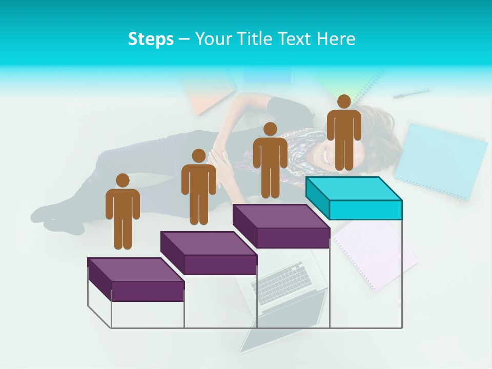 A Woman Laying On The Floor Surrounded By Notebooks PowerPoint Template