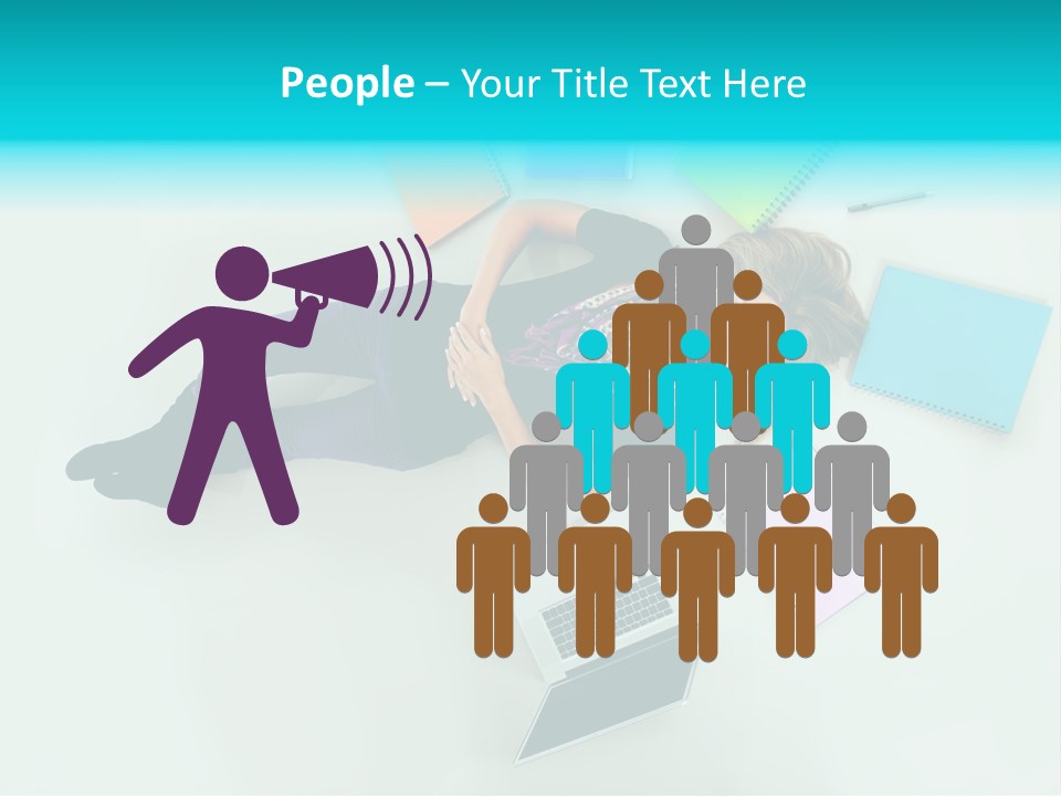 A Woman Laying On The Floor Surrounded By Notebooks PowerPoint Template