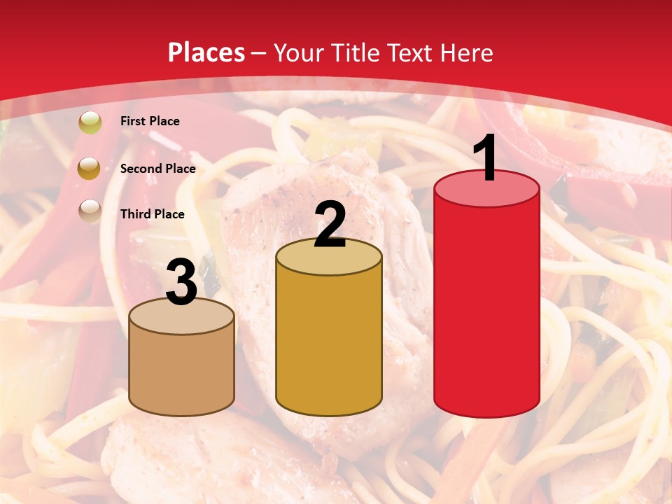 A Plate Of Food With Noodles And Meat On It PowerPoint Template