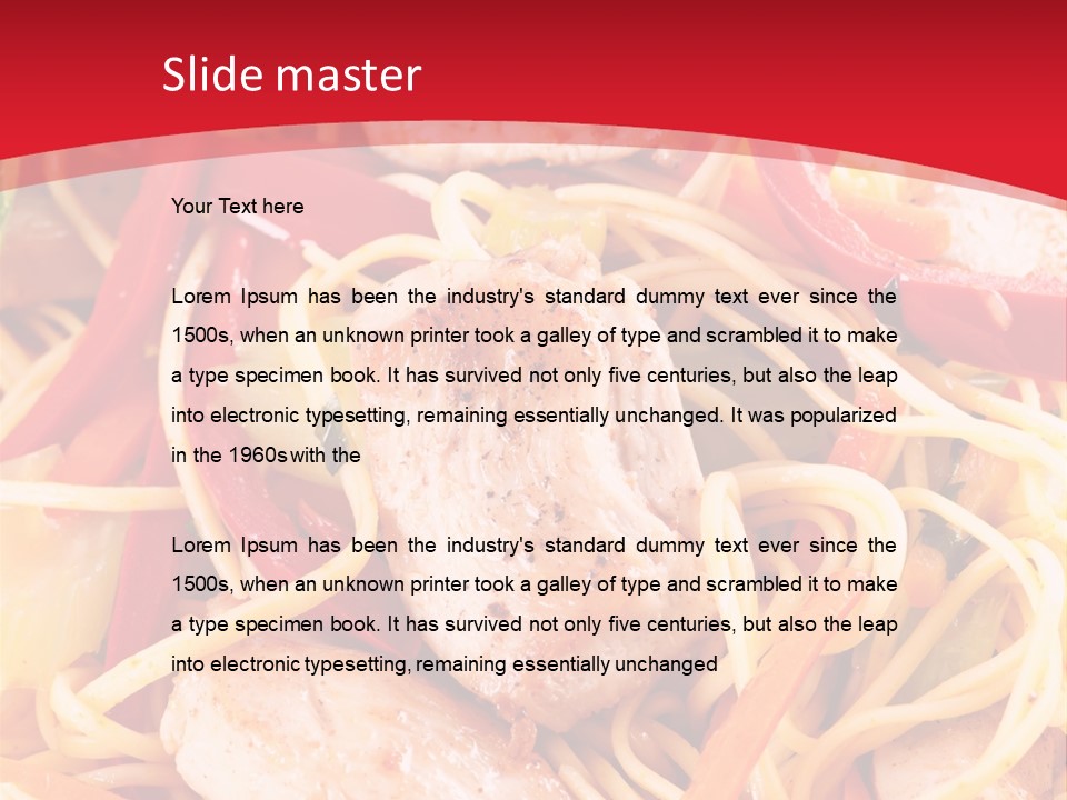 A Plate Of Food With Noodles And Meat On It PowerPoint Template