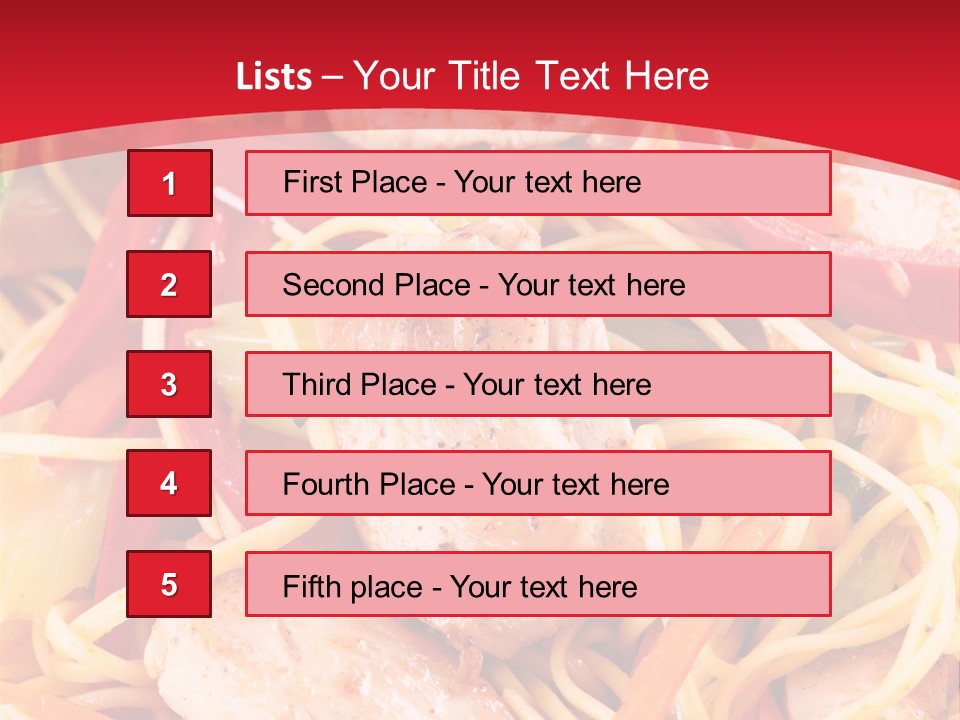 A Plate Of Food With Noodles And Meat On It PowerPoint Template