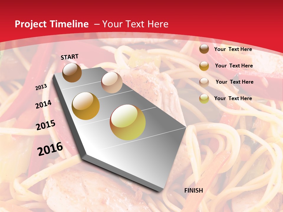 A Plate Of Food With Noodles And Meat On It PowerPoint Template