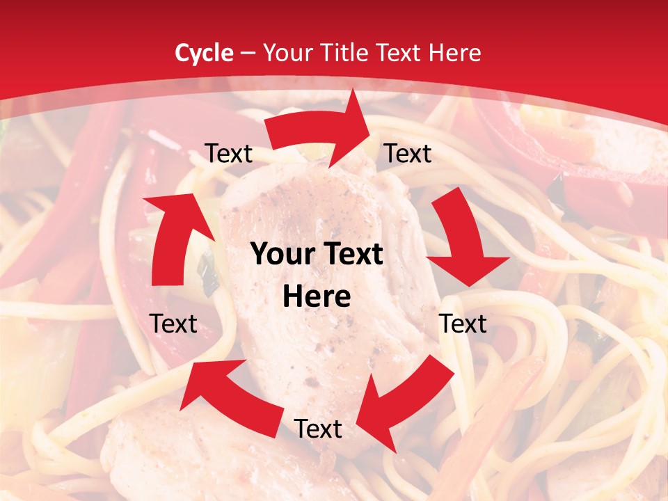 A Plate Of Food With Noodles And Meat On It PowerPoint Template