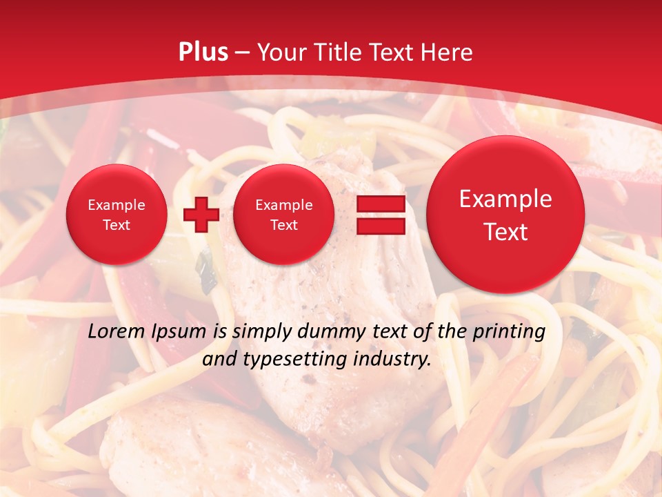 A Plate Of Food With Noodles And Meat On It PowerPoint Template